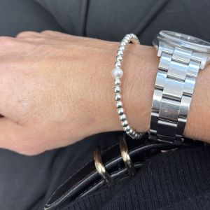 Bracelet perles 3 mm et perle de culture
