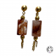 Boucles d'oreilles pierre  quartz hématoïde et pompon chaine